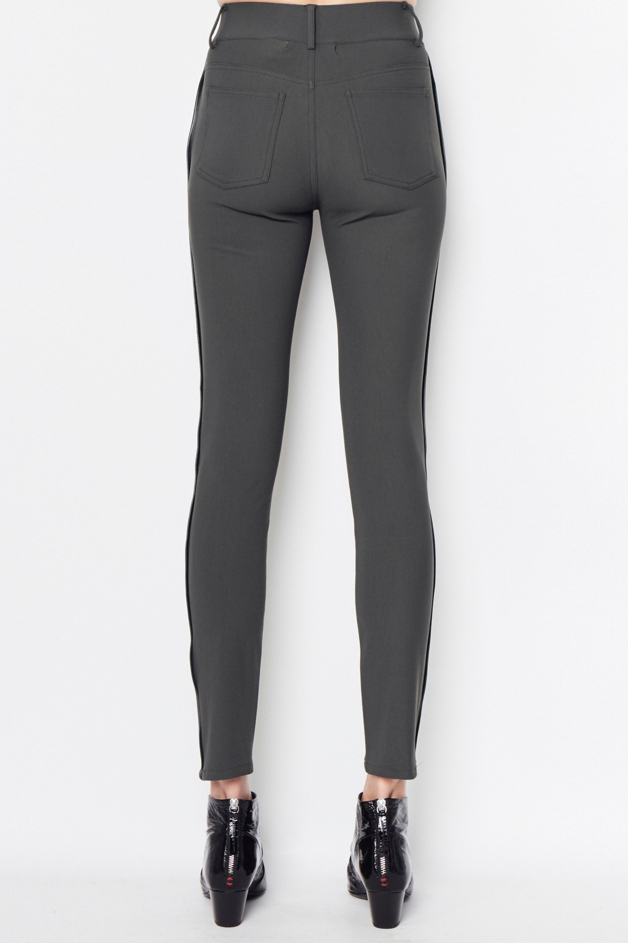 Green gray pants on a white background