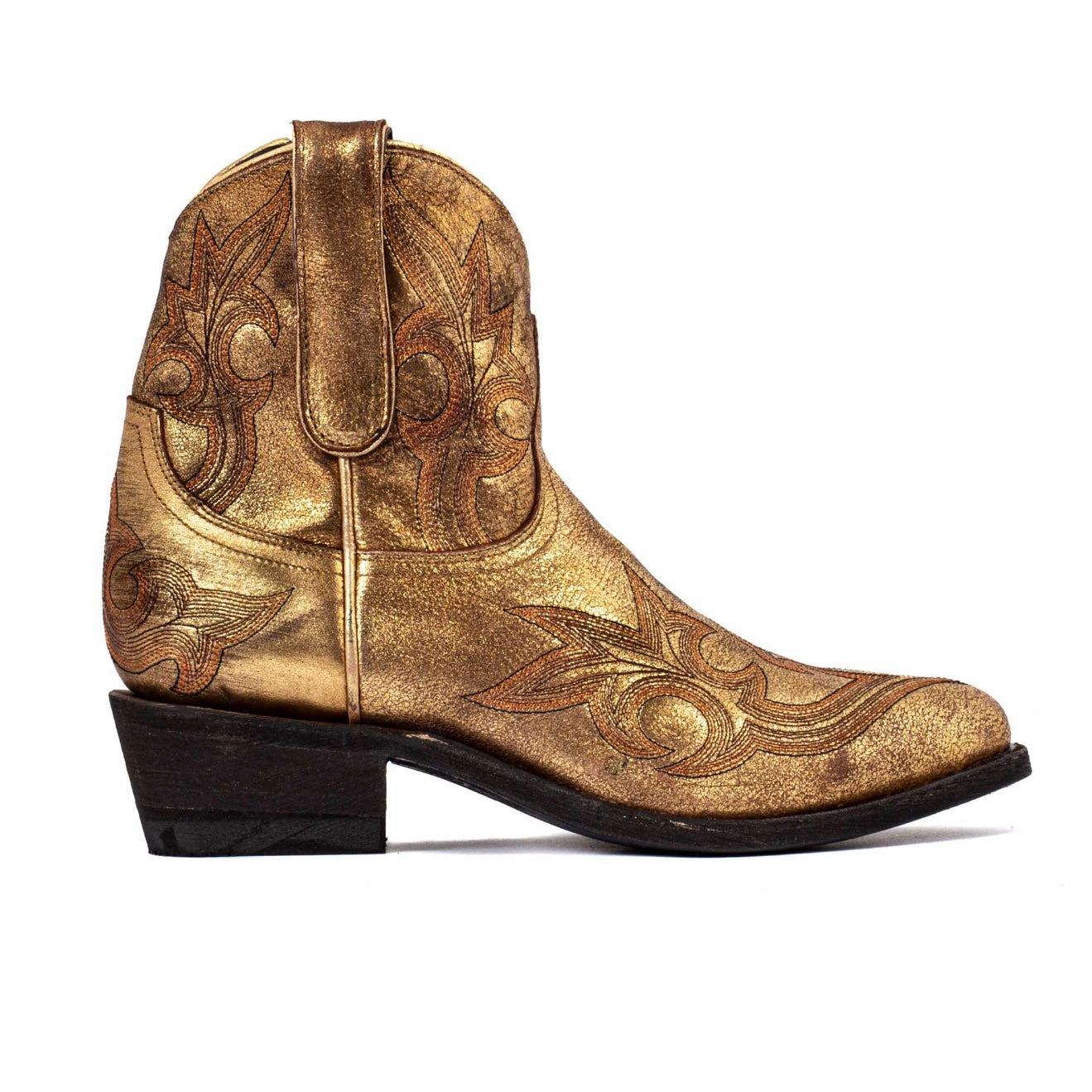 Cowboy Round Toe Ankle Boots - Golden Shoes Mexicana