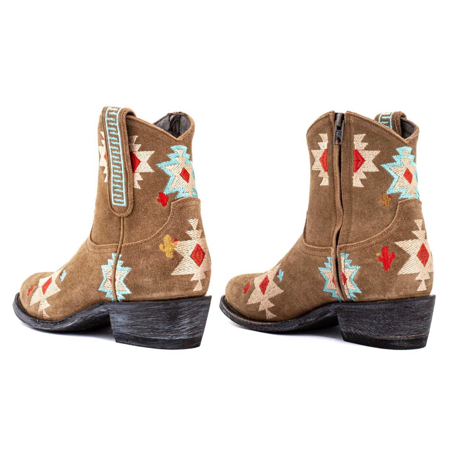 Cowboy Round Toe Ankle Boots - Navajo Shoes Mexicana