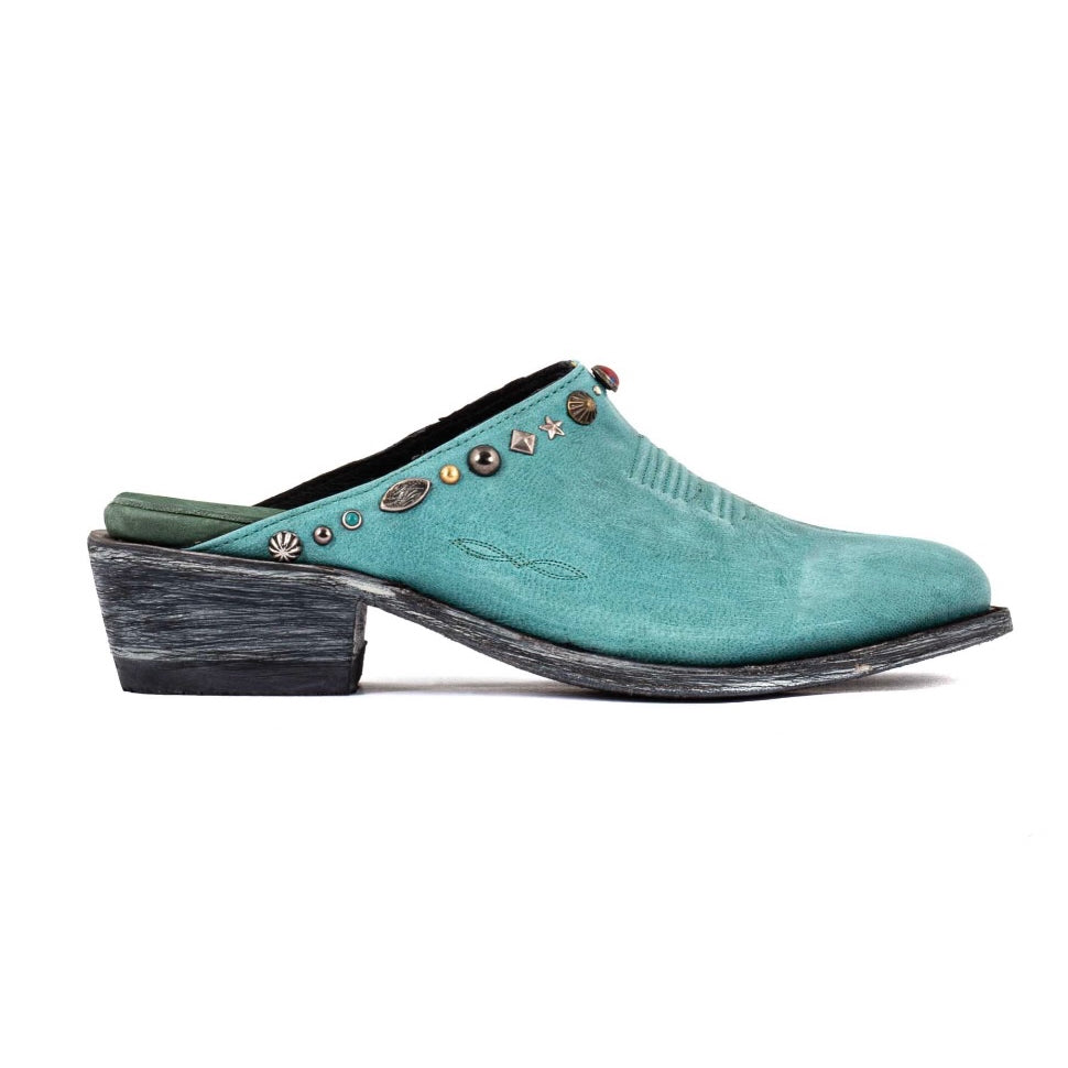 Cowboy Round Toe Mules - Turquoise Shoes Mexicana Turquoise