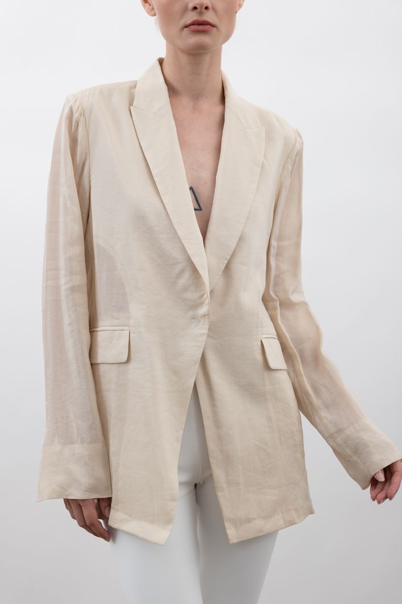 Sheer Ramie Boyfriend Blazer - VERVE Jacket STYLEM Clay P