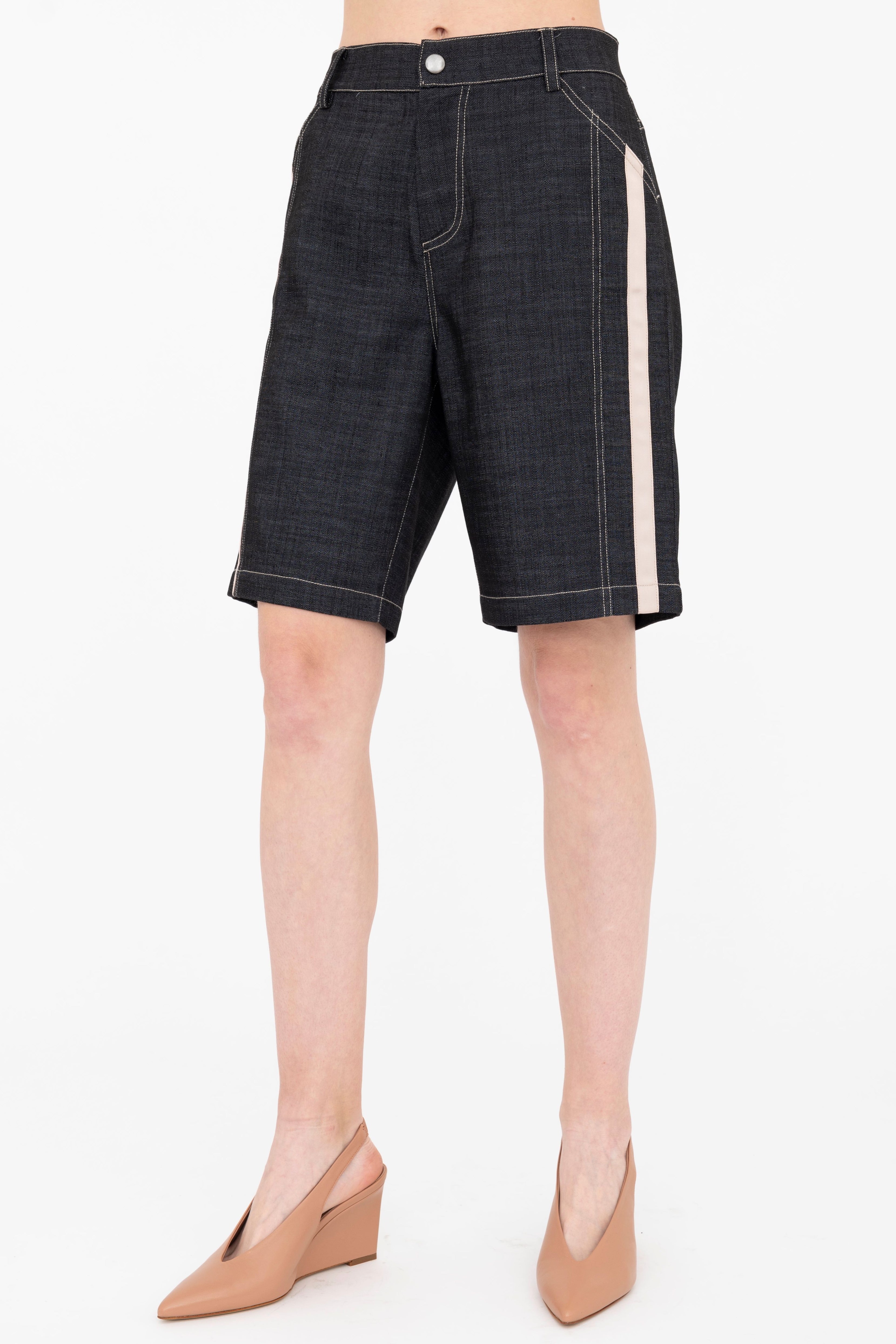 Eco Slub Denim Bermuda Short - BENNETT Pant GENERAL ORIENT Black P