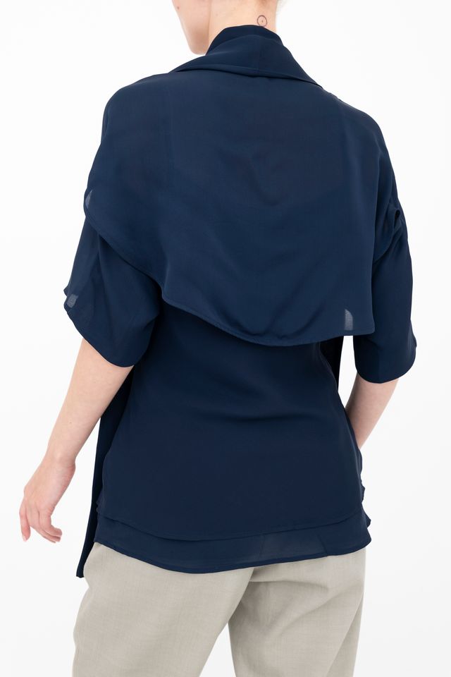 Silk Georgette Asymmetrical Shrug - BEATRIX Jacket GENERAL ORIENT