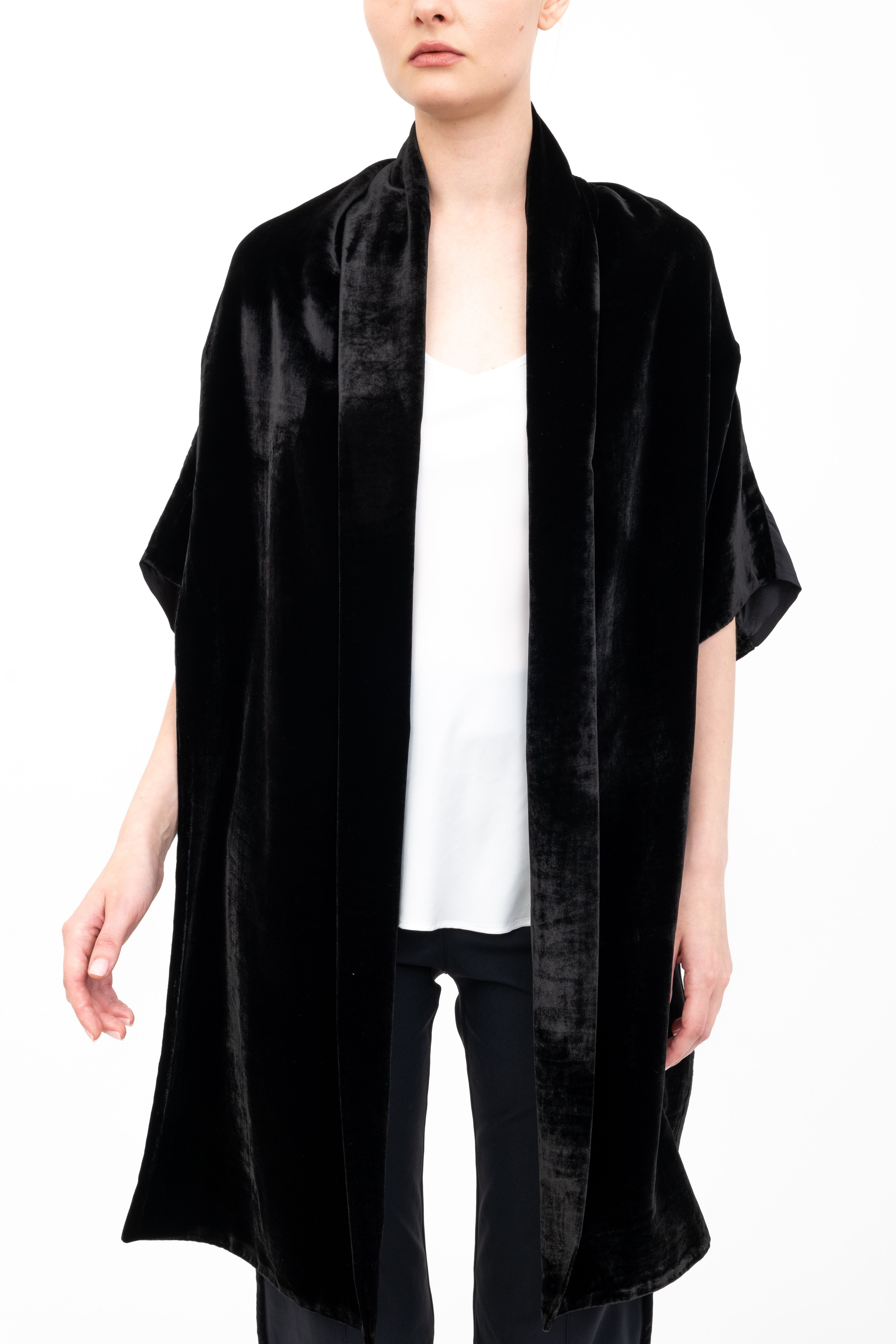 Silk Velvet Shrug with Silk Contrast - AMARI Scarf GENERAL ORIENT
