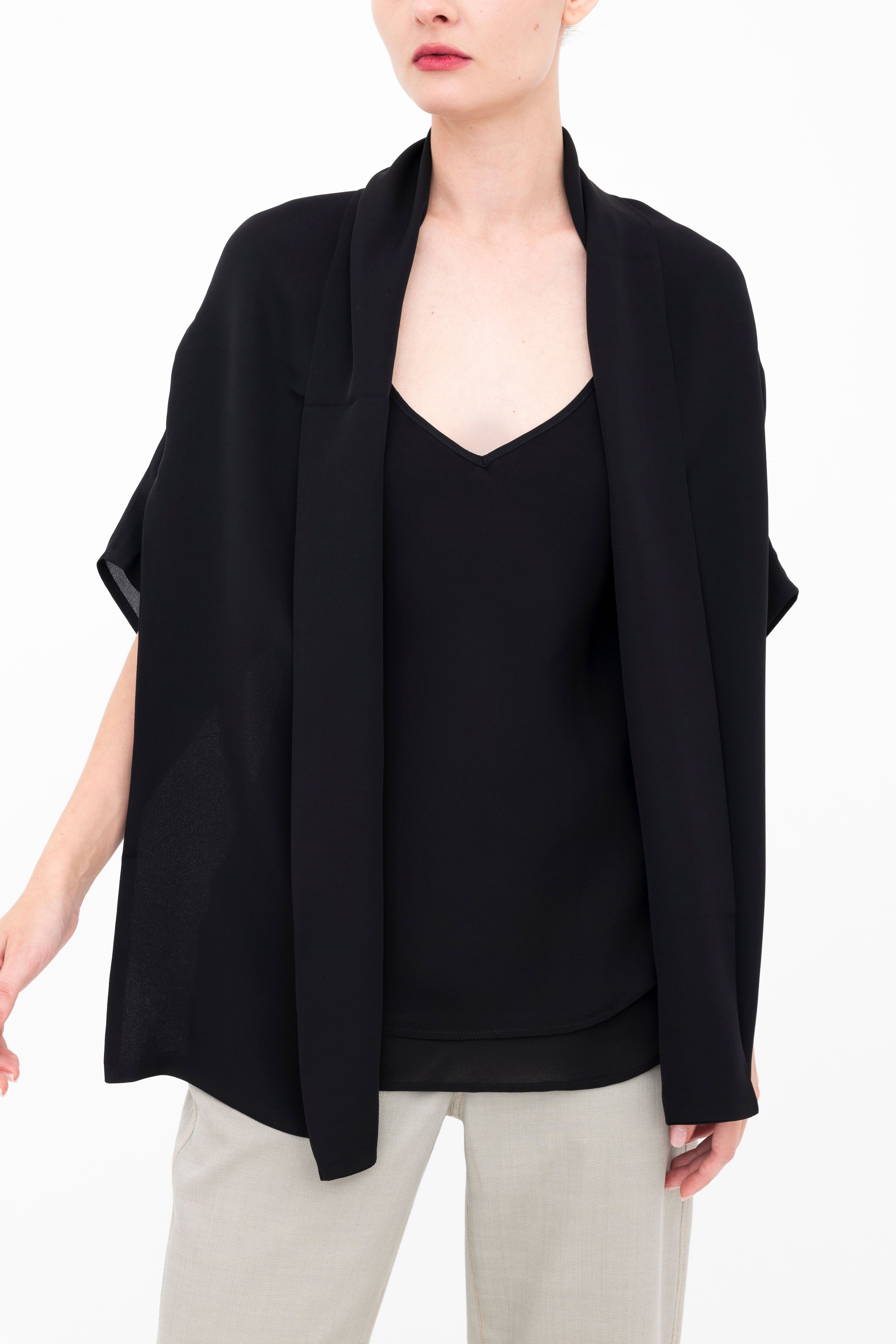 Silk Georgette Asymmetrical Shrug - BEATRIX Jacket GENERAL ORIENT