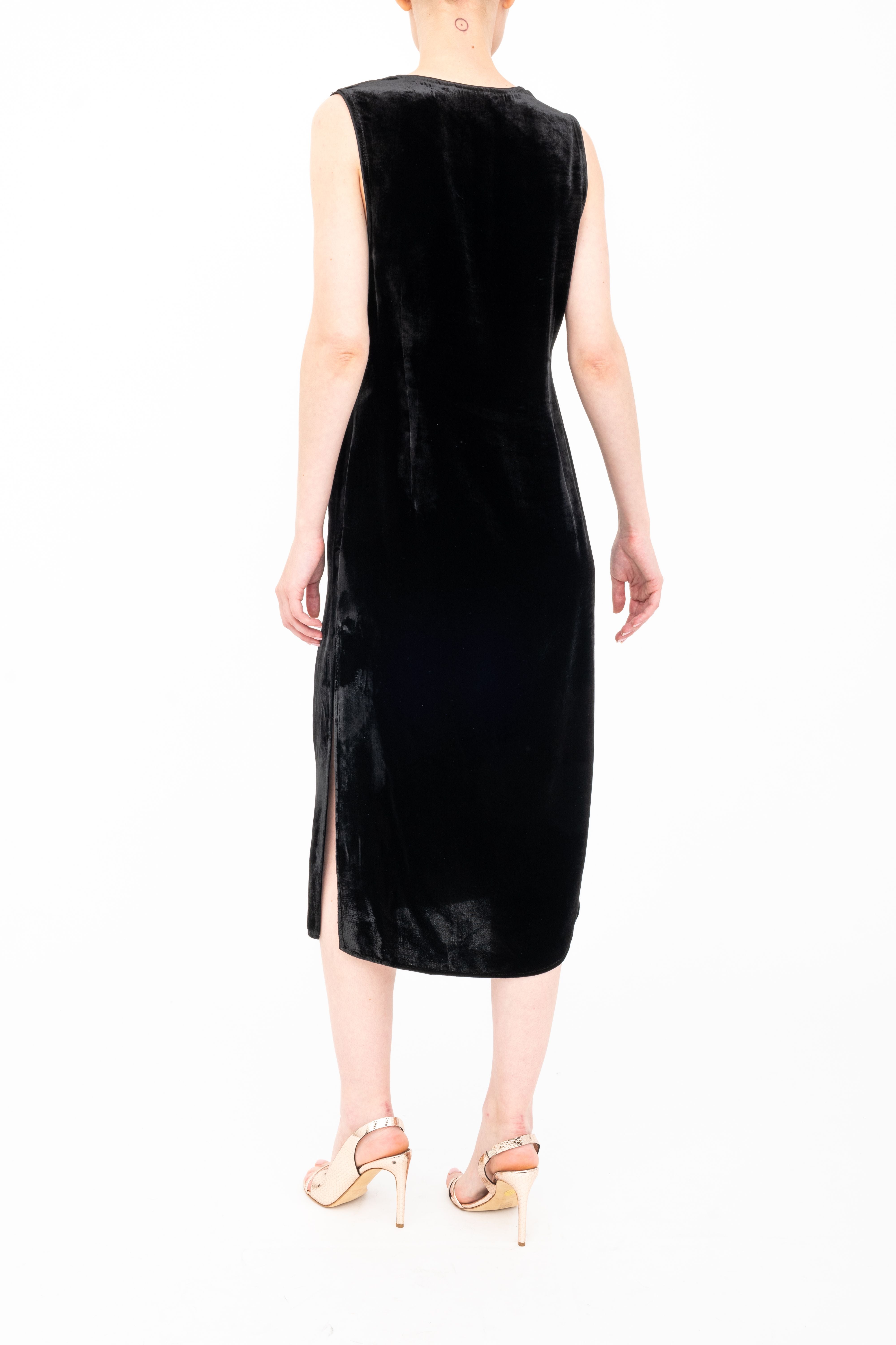 Silk Velvet V-Neck Sleeveless Midi Dress - ATHENA Dress GENERAL ORIENT