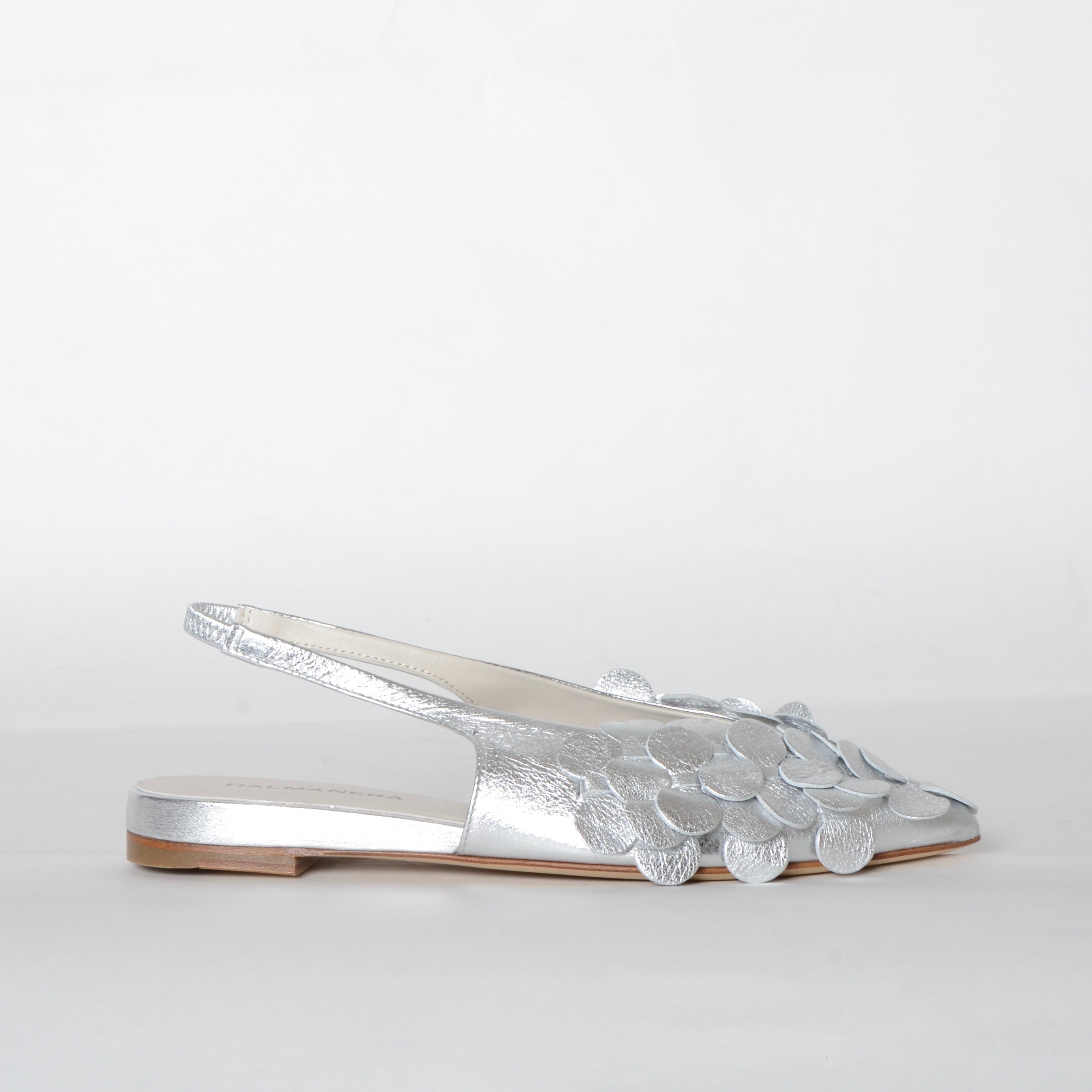 Bubble Slingback Flat Shoes Halmanera Silver 37