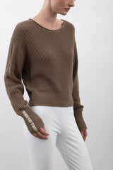 Cotton Sweater Crew Neck Top with Grosgrain Tape - VAUGHN SP24 Sweater STYLEM   