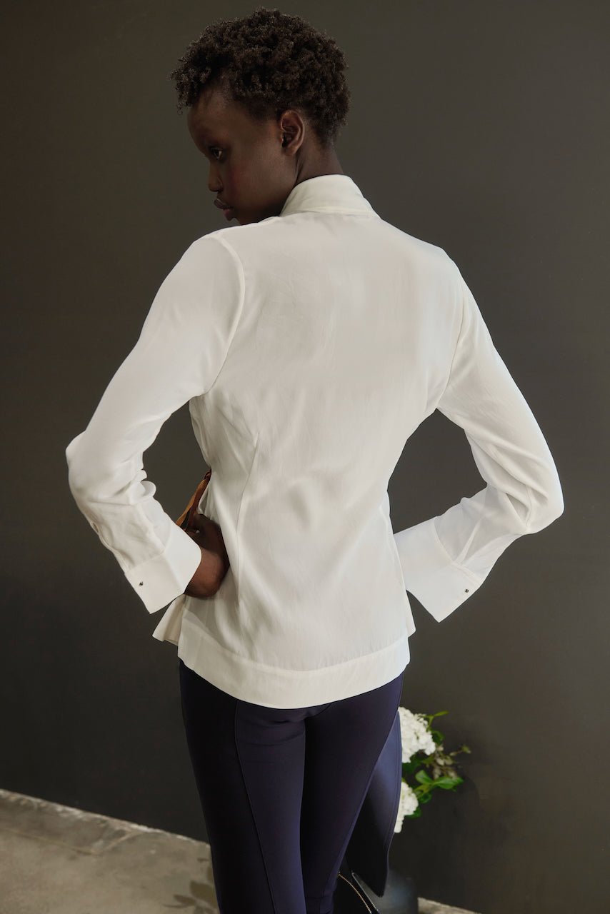 Silk Wrap Shirt with Grosgrain Tape - VISAYA Top GENERAL ORIENT