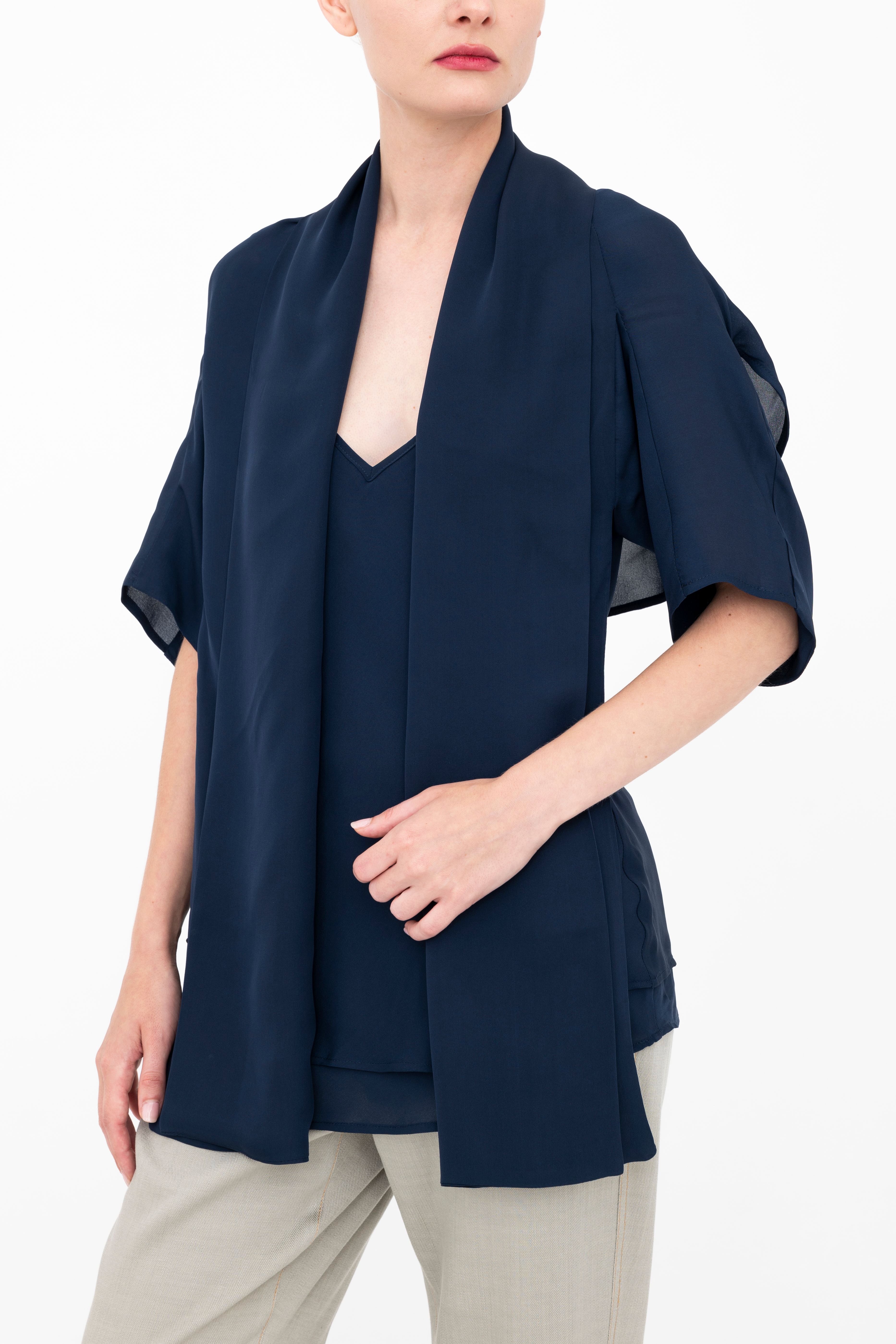 Silk Georgette Asymmetrical Shrug - BEATRIX Jacket GENERAL ORIENT