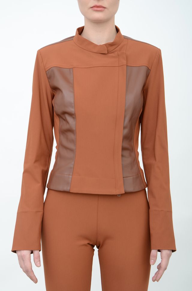 Tech Stretch Moto Jacket with Patchwork Detail - ARCHER Jacket General Orient Brick-TS P