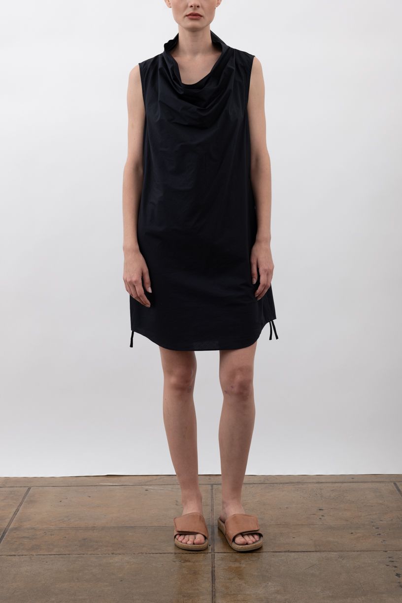 Organic Cotton Bias Drape Neck Dress - VERUSHKA Dress STYLEM Black P