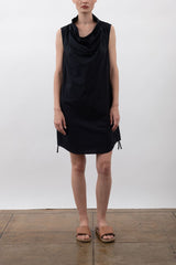 Organic Cotton Bias Drape Neck Dress - VERUSHKA SP24 Dress STYLEM Black P 