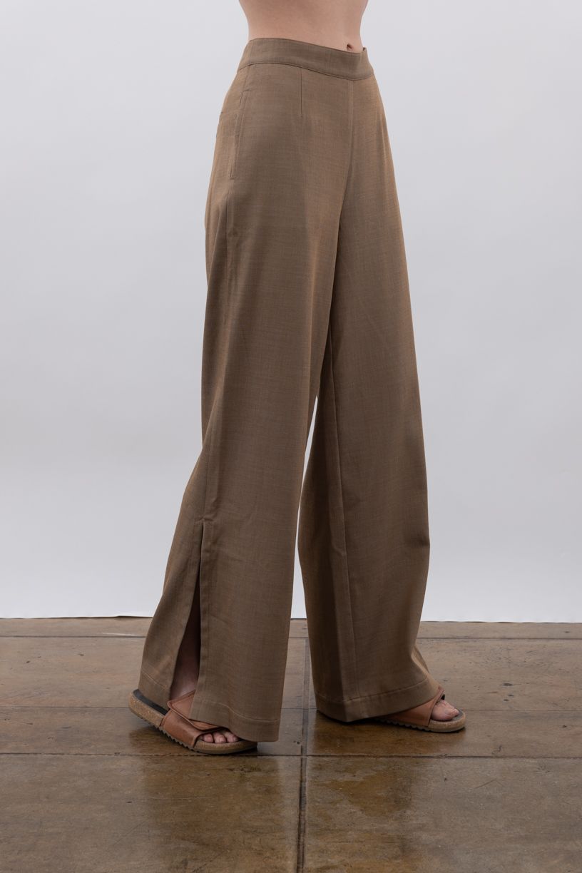 Eco Slub Denim Wide Pants with side vent - VANCE Pant STYLEM Jute P