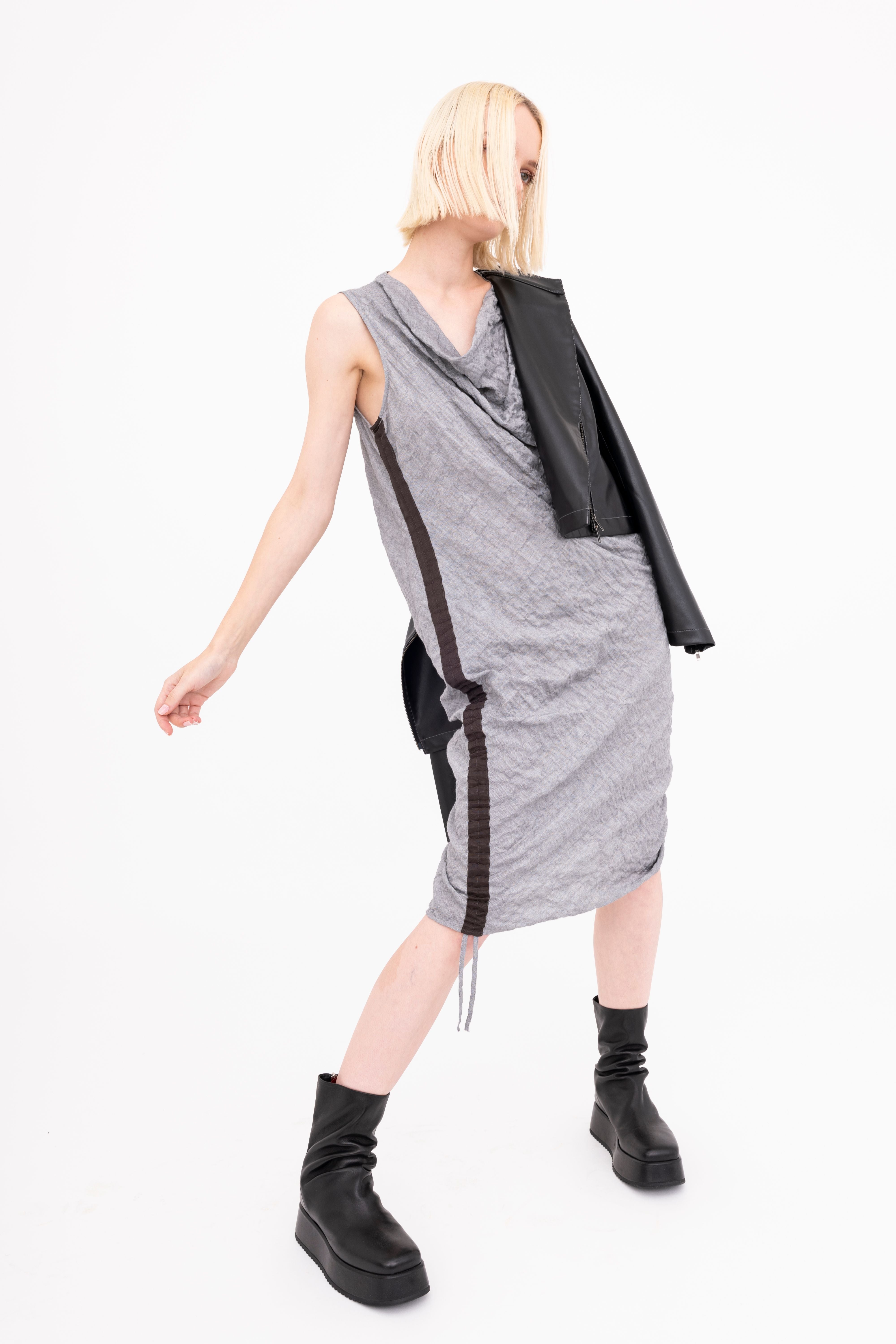 Textured Cotton Side Ruching Dress - BROOKLYN Dress GENERAL ORIENT