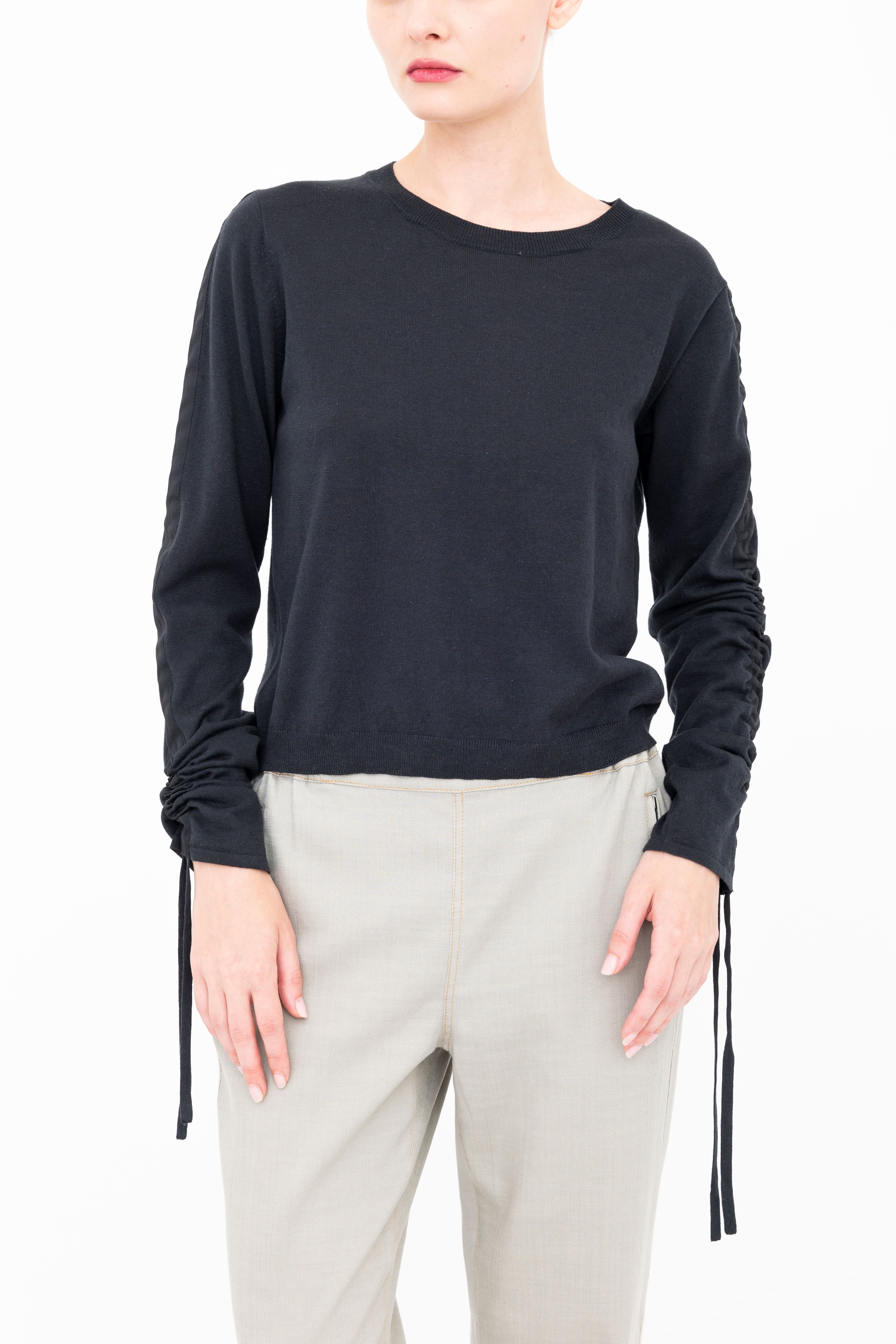 Organic Cotton Blend Crew Neck Knit Top - BRIAR Sweater YUE FENG