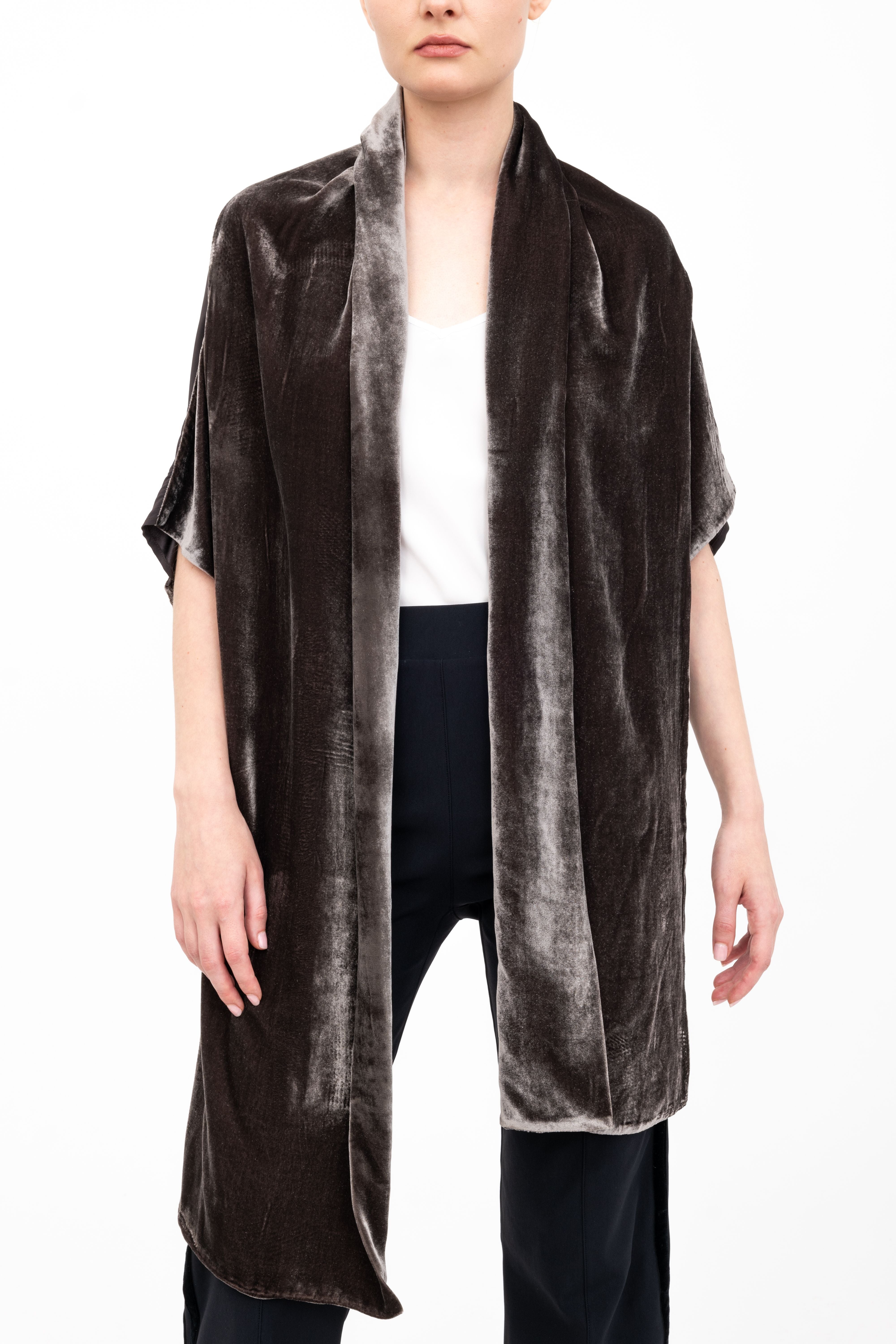 Silk Velvet Shrug with Silk Contrast - AMARI Scarf GENERAL ORIENT