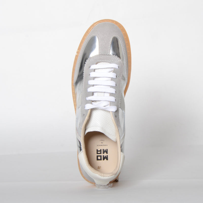 Metallic Silver Sneaker with rubber sole Shoes MOMA   