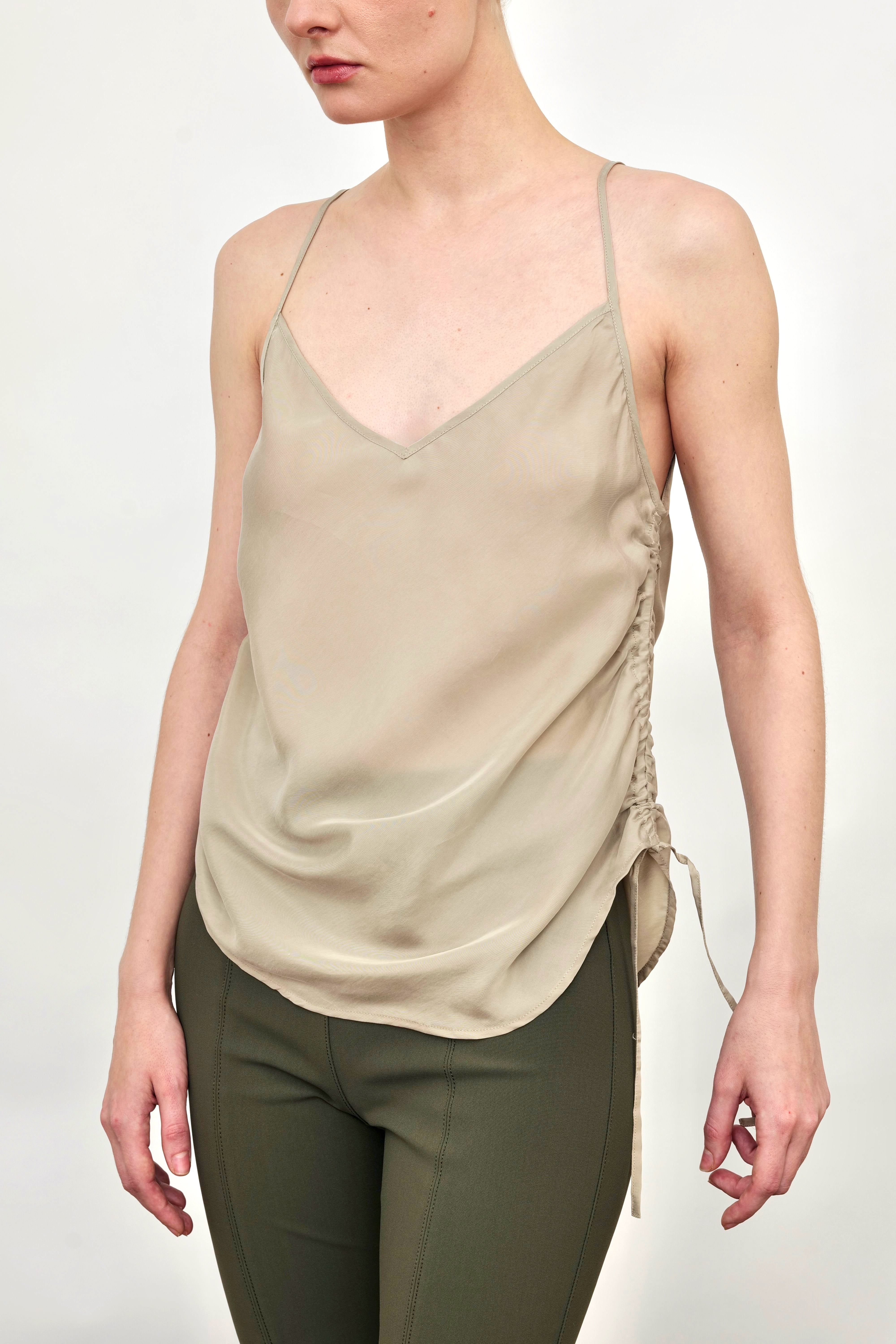 Silky Cupro Bias Camisole with Drawstrings - WYANETTA SP24 Top STYLEM