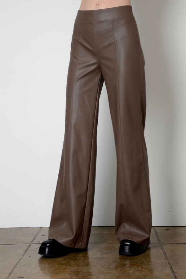 Vegan Leather Wide Pant - WALLIE Pant STYLEM Tobacco P 