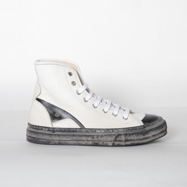 High Top Leather Sneaker with Rubber Sole Shoes MOMA White 38 