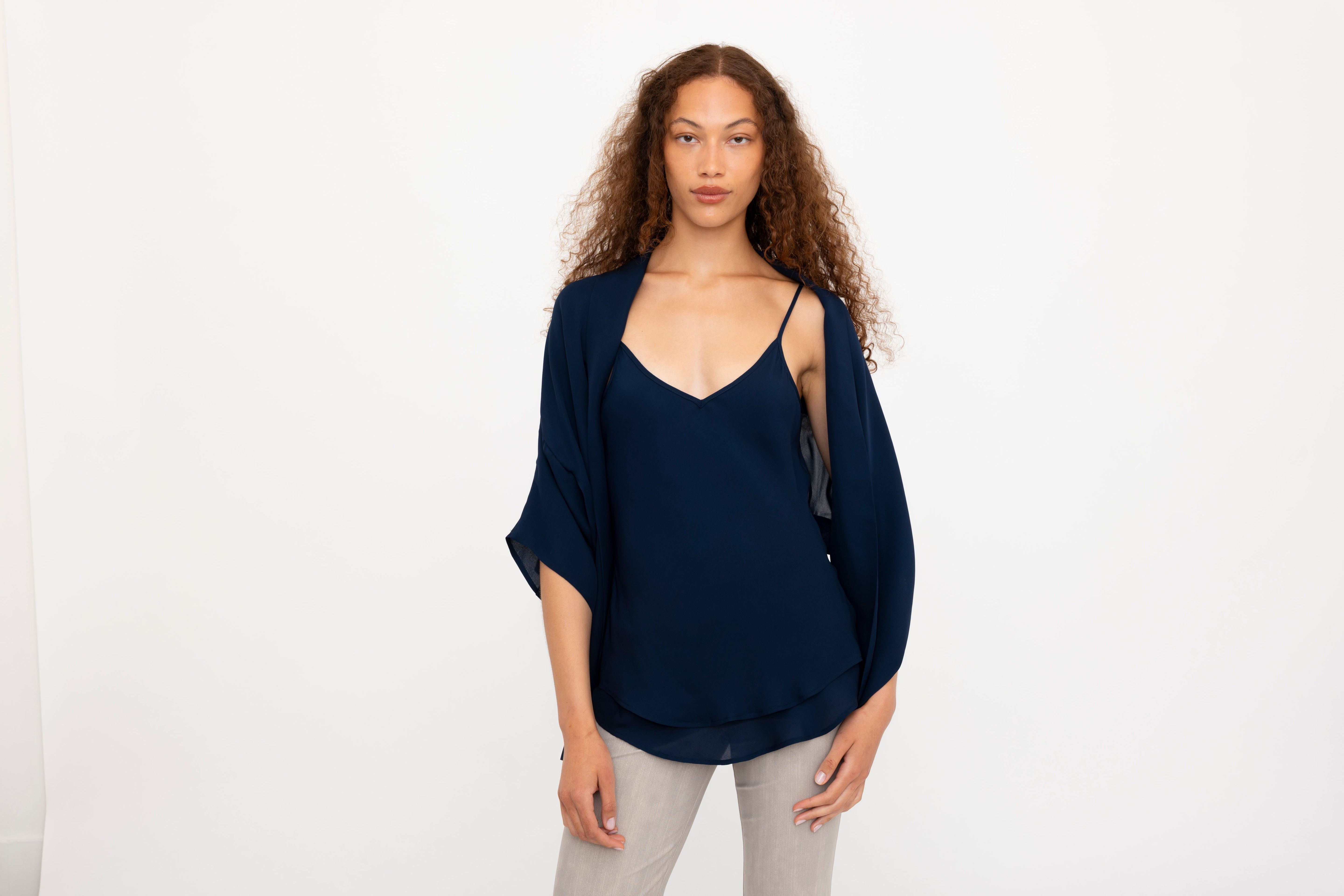 Silk Georgette Bias Double Layered Camisole - BETULA Top GENERAL ORIENT