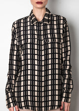 Silk Charmeuse Shirt with flap pocket - TERRAMOR H2 Shirt General Orient Grid P 