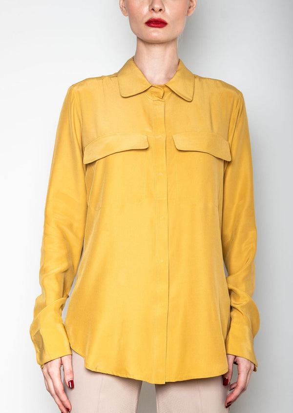 Silk Charmeuse Shirt with flap pocket - TERRAMOR H2 Shirt General Orient Marigold P 