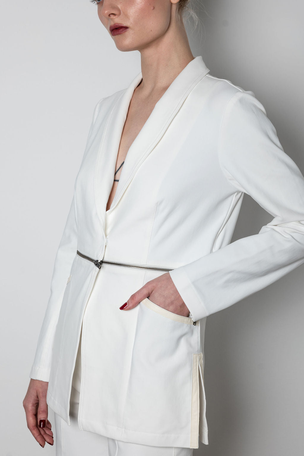 Tech Stretch Shawl Collar Zip Off Blazer - THUNDRA Coat STYLEM