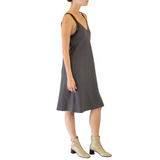 Stretch Linen Dress w/Leather Strap -TEONI Dress STYLEM   