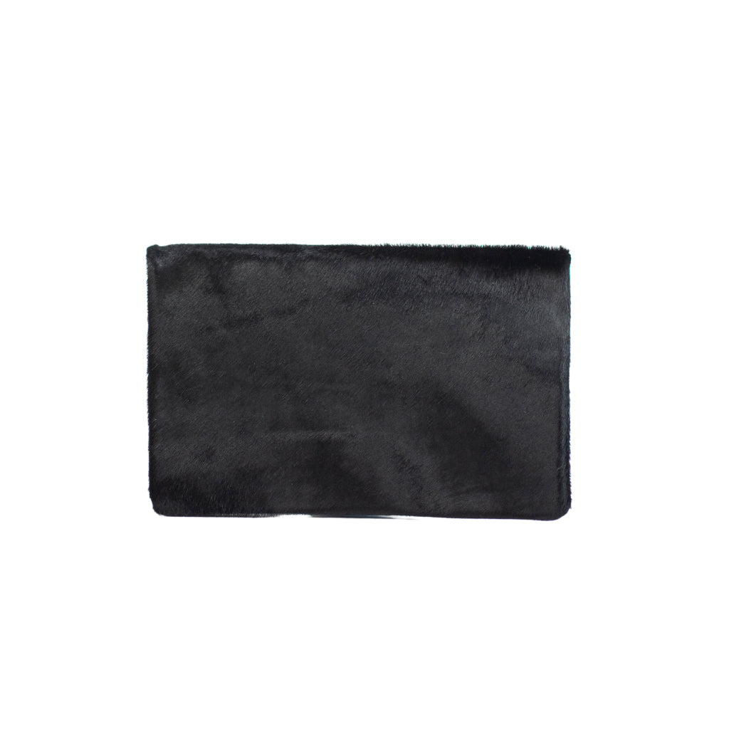 Half Calf and Suede Fold-Over Clutch