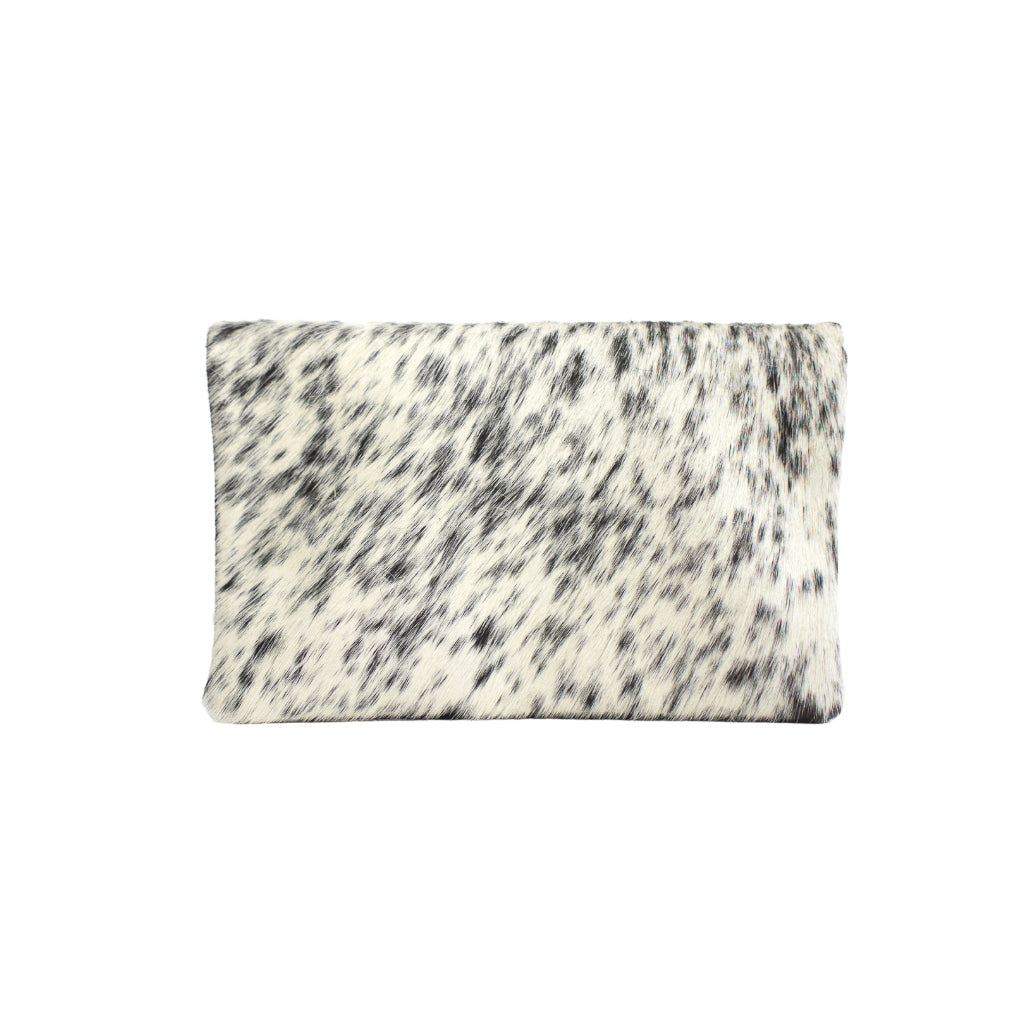Half Calf and Suede Fold-Over Clutch