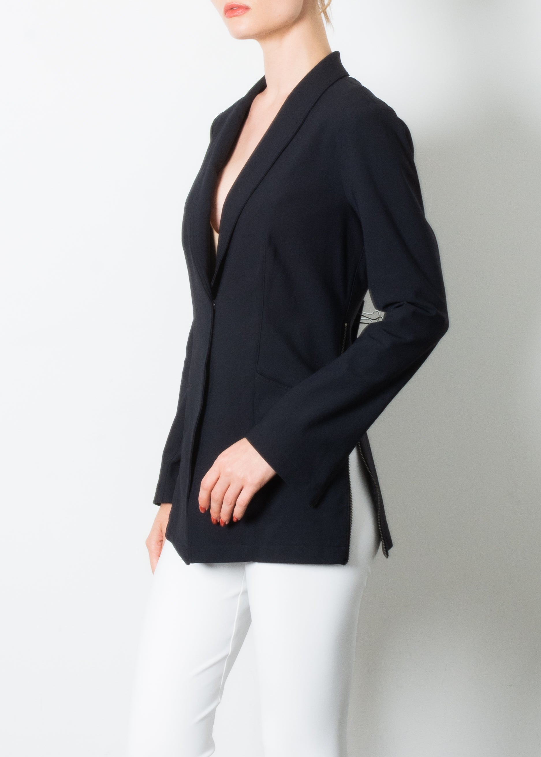 Stretch Shawl Collar Blazer with Zipper - TAMARA CORE Coat STYLEM