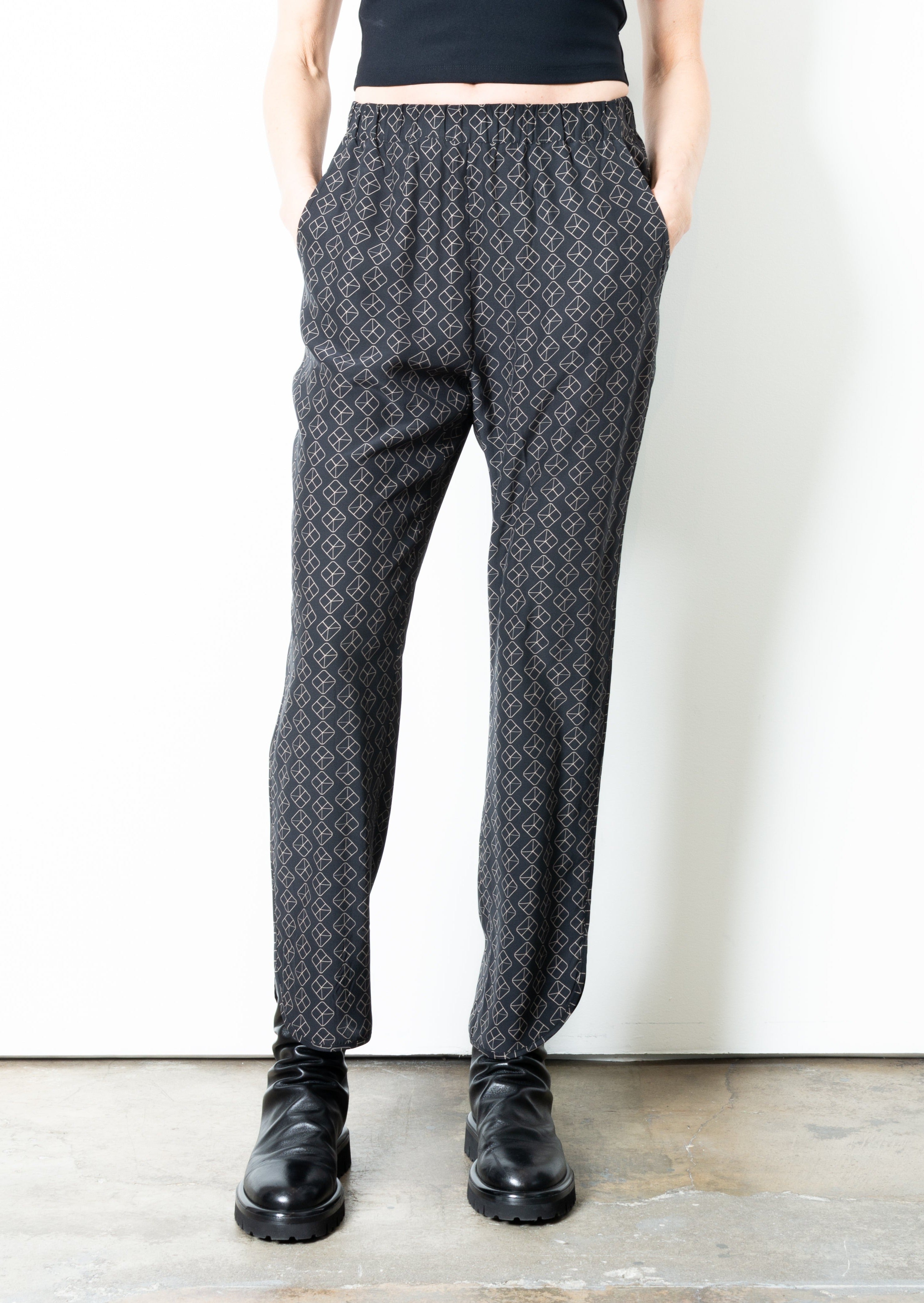 Silk Jogger Pant - REN Pant GENERAL ORIENT Mushroom Monogram P