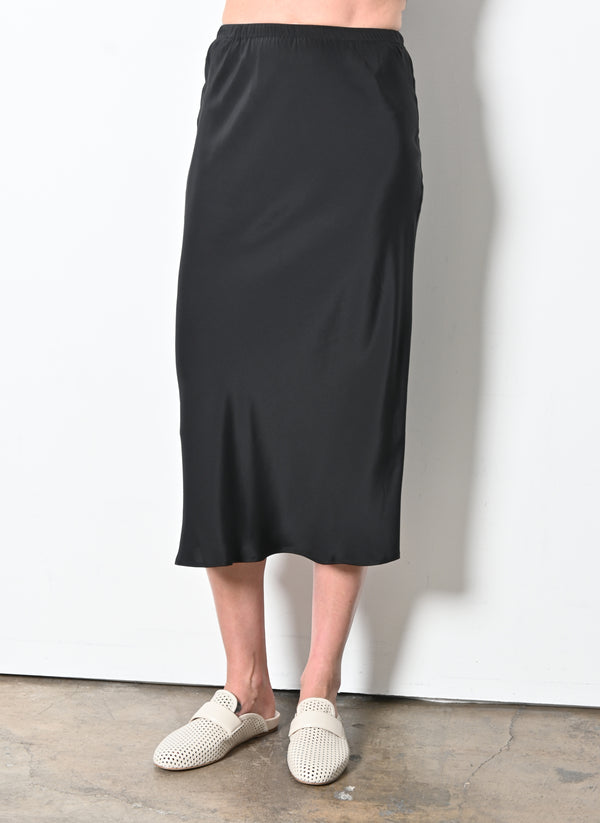 Silk Bias Midi Skirt - REGAN Skirt GENERAL ORIENT Black P 