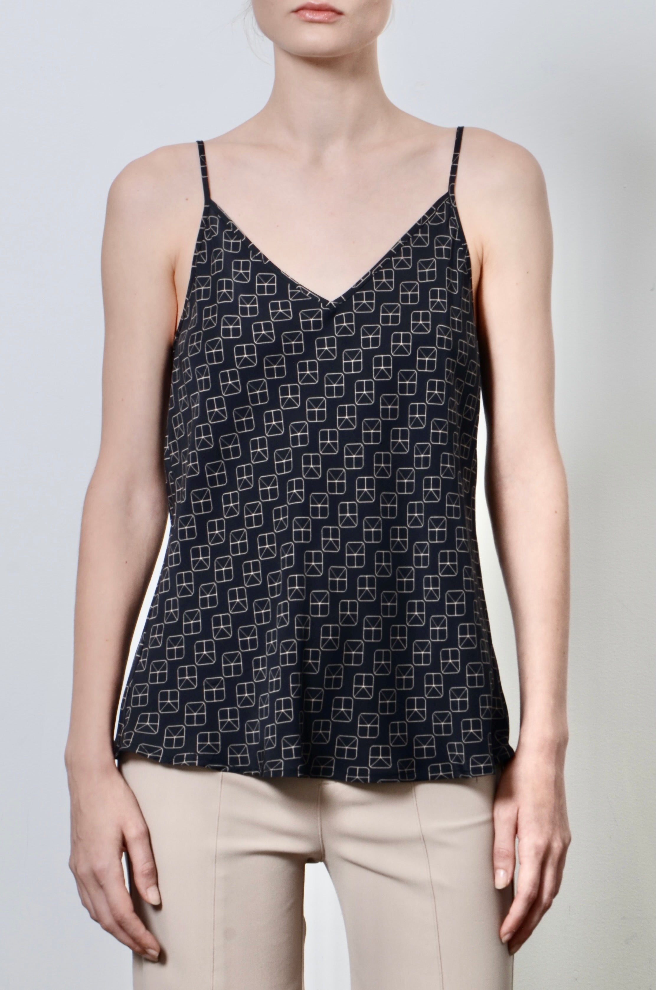 Silk Bias Camisole - HENRIETTA Top GENERAL ORIENT Mushroom Monogram P