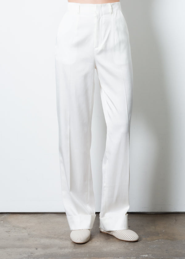Cupro Cuffed Wide Pants - THIERRY Pant STYLEM White P 