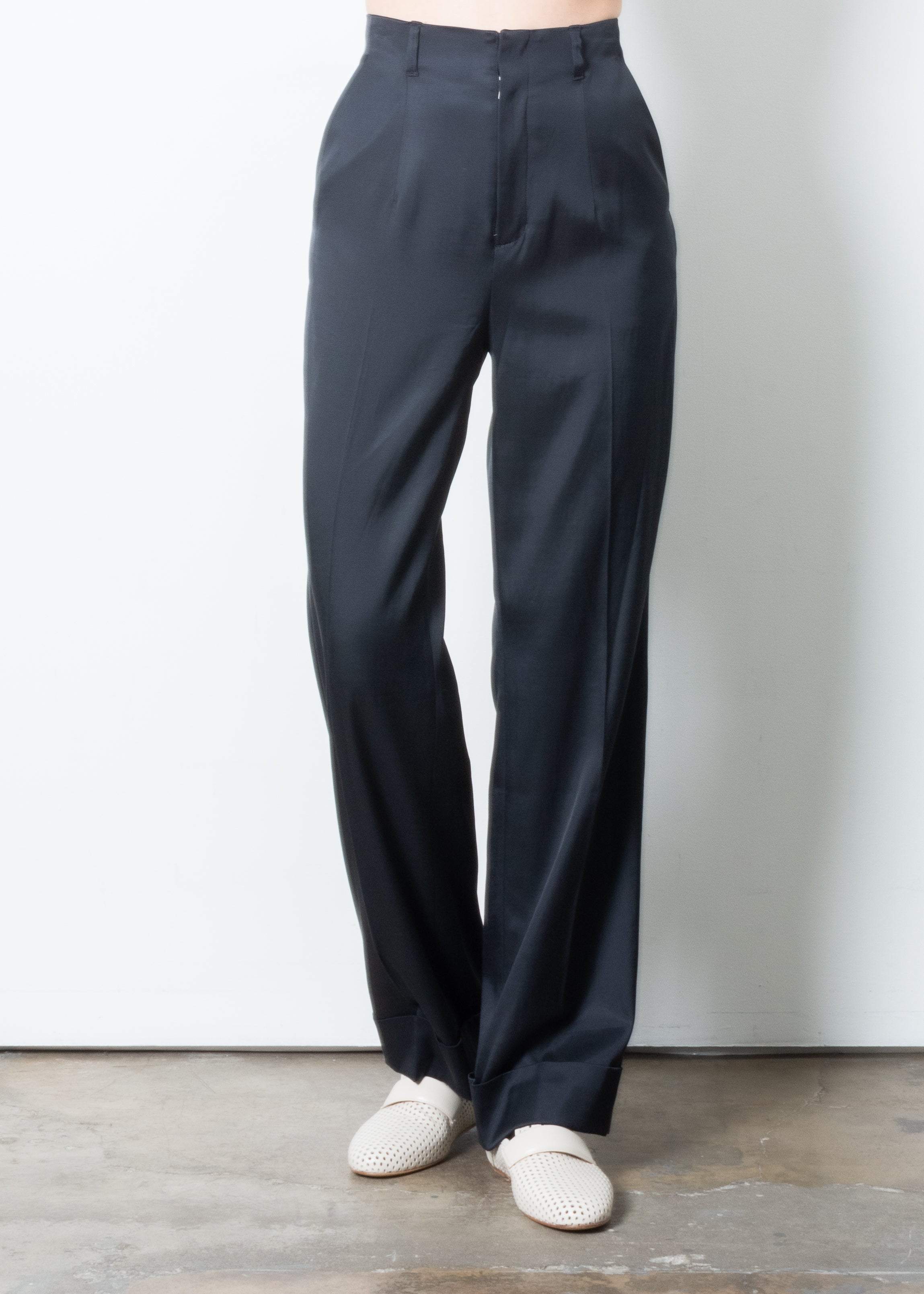 Cupro Cuffed Wide Pants - THIERRY Pant STYLEM Eclipse P