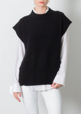 Cashmere Vest with Side Zip - TEAH Sweater STYLEM Caviar P 