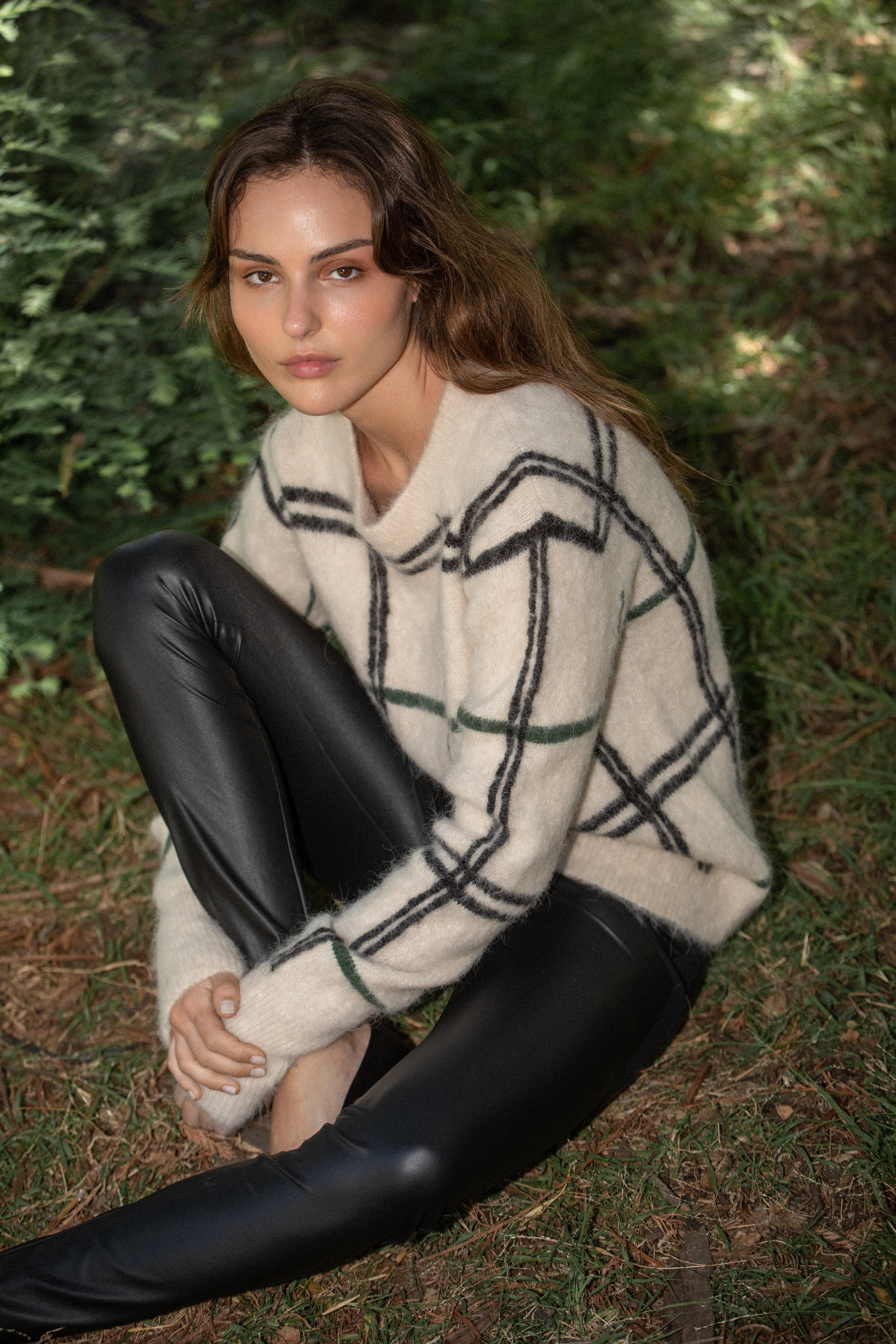 Alpaca Jacquard Crew Neck Sweater -THELMA Sweater STYLEM