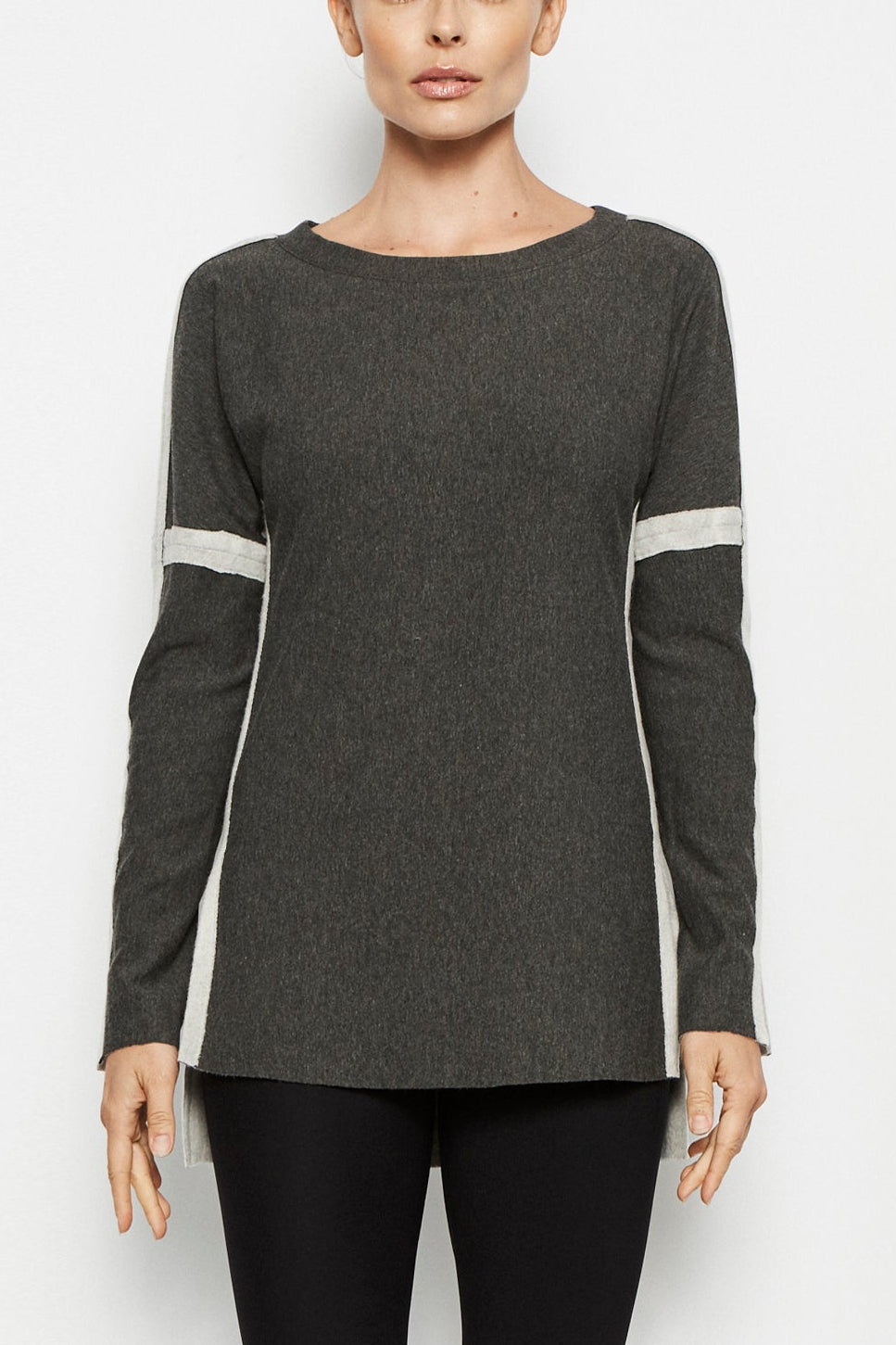 Query Bamboo Fleece Sweatshirt Top Elaine Kim Light Gray S