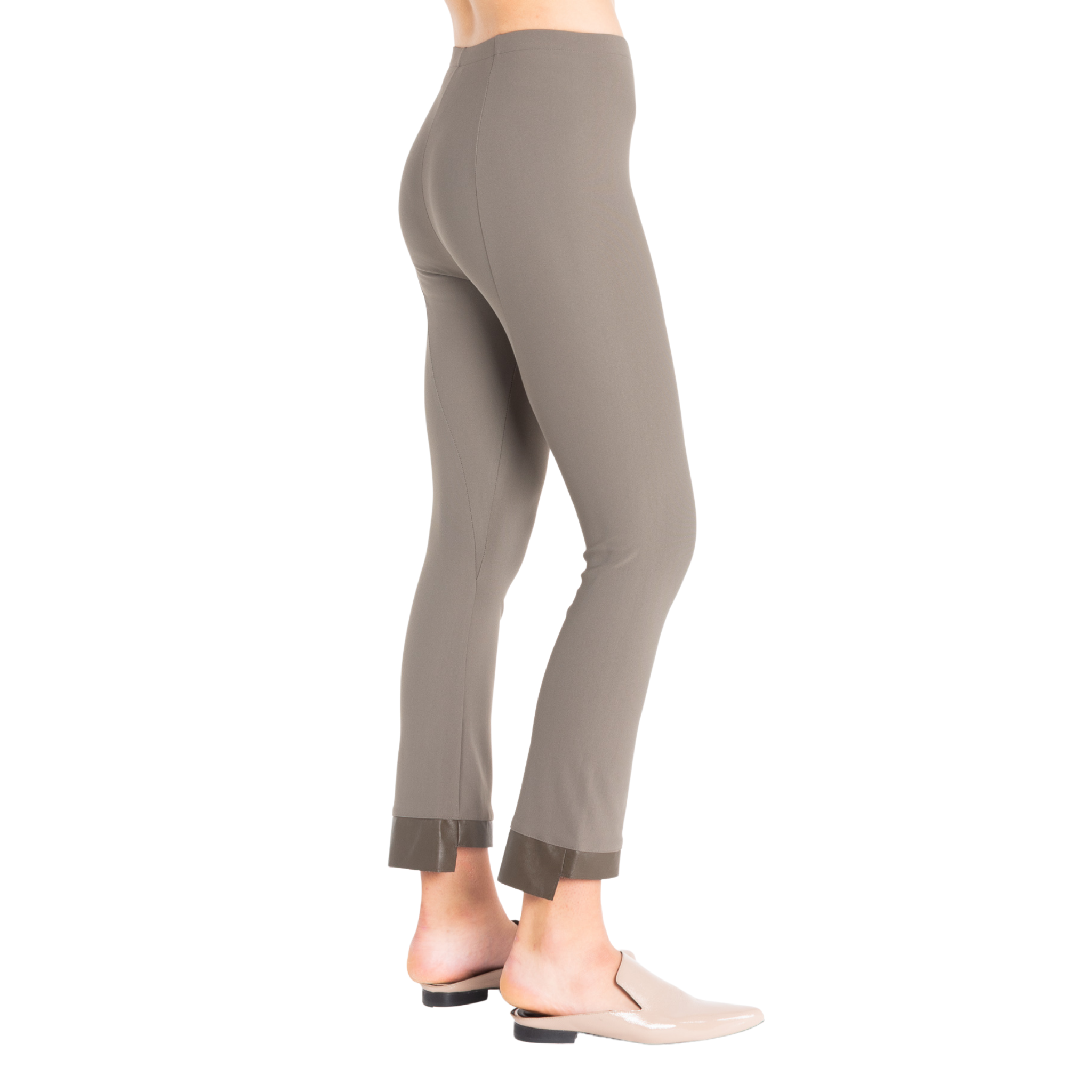 Tech Stretch Vegan Leather Step Hem Cropped Flare Pants - OLGA Pant STYLEM