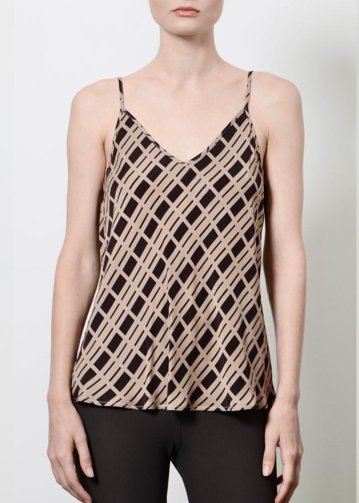 Silk Bias Camisole - HENRIETTA Top GENERAL ORIENT Espresso Check P
