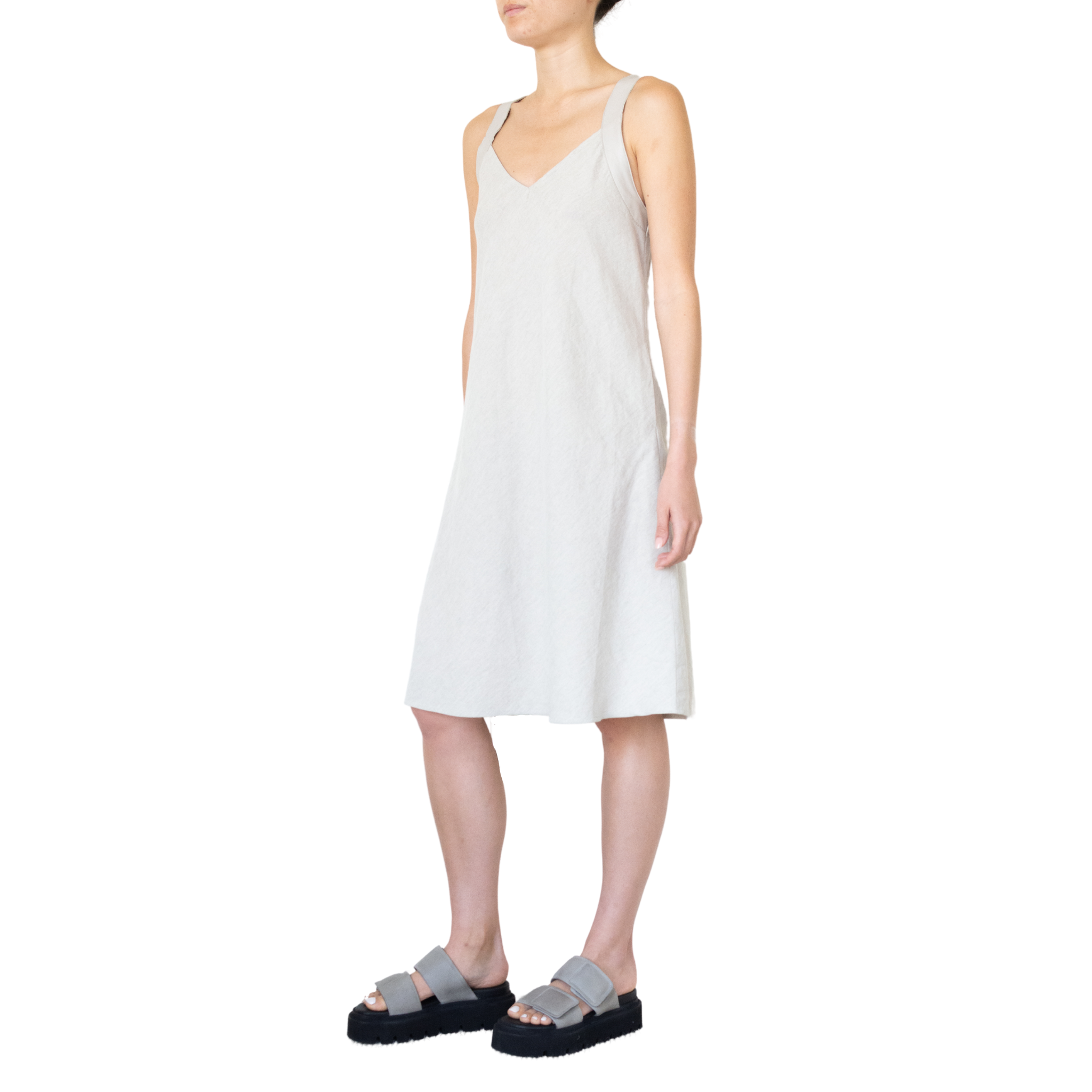 Stretch Linen Dress w/Leather Strap -TEONI SP22 Dress STYLEM
