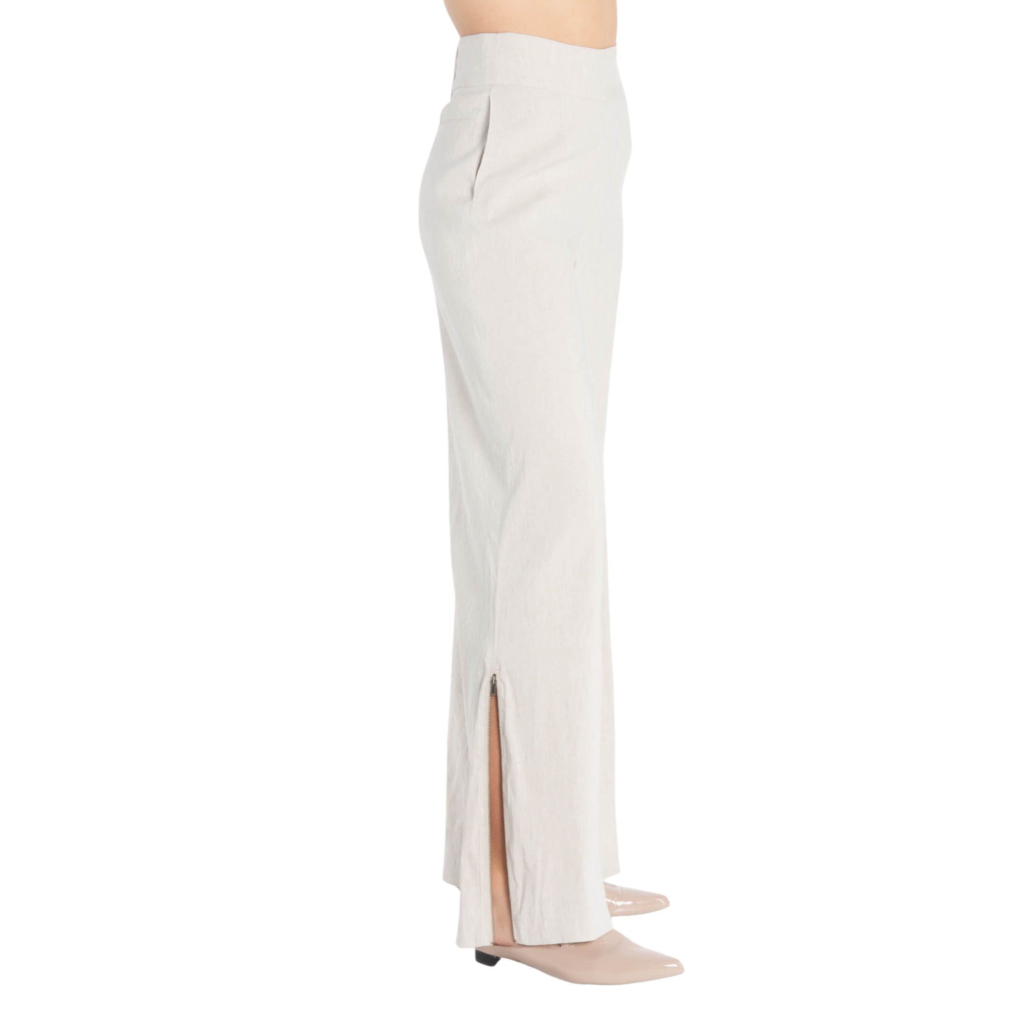 Stretch Linen Wide Pant w/ Zip - TURLINGTON Pant STYLEM