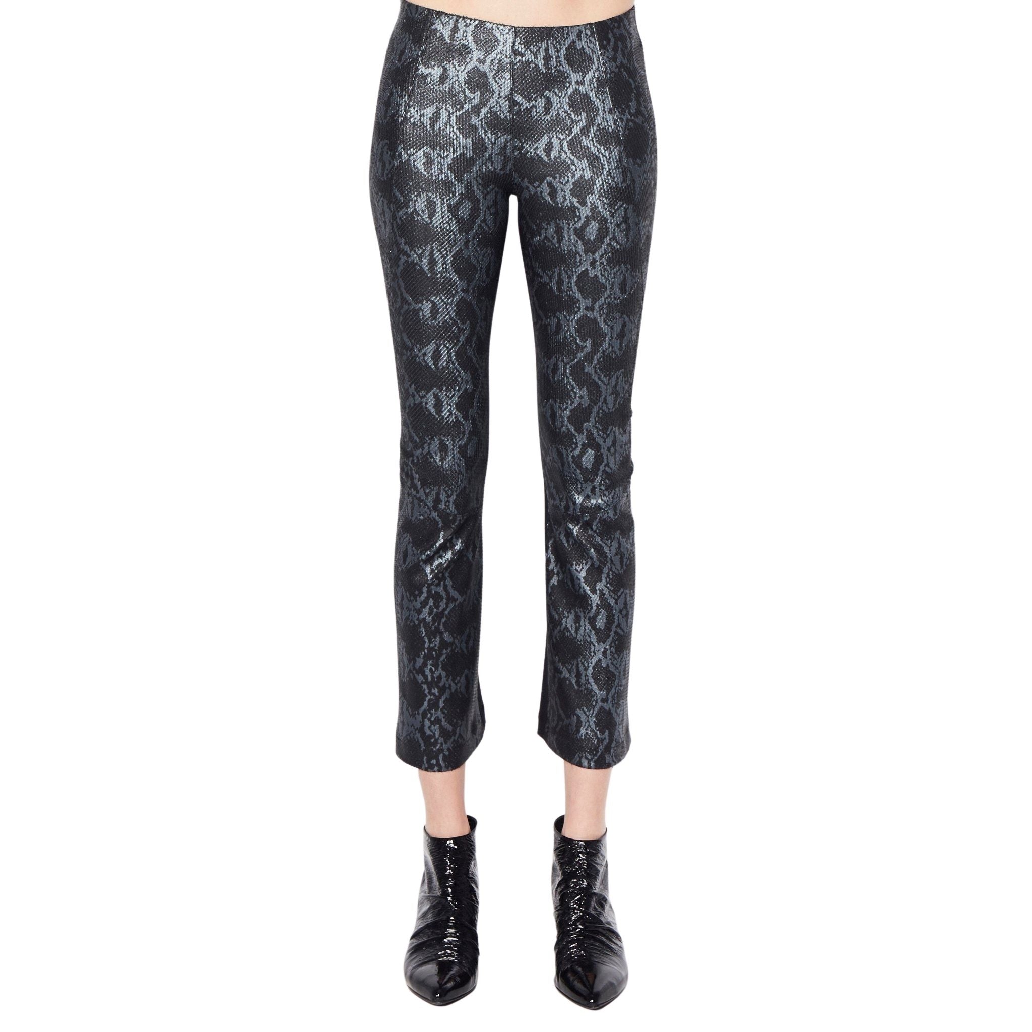 Cropped Flare Leather Pant -NITA Pant Elaine Kim Black Snake P