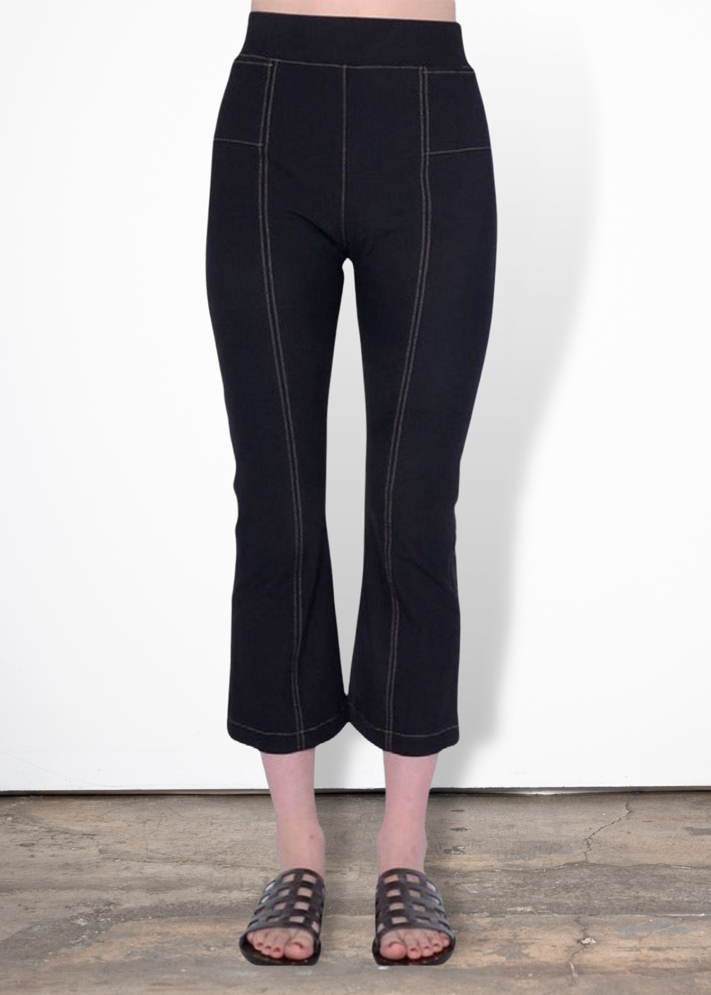 Tech Stretch Cropped Flare Legging w/ Contrast Stitch - RITA CORE Pant STYLEM Black P