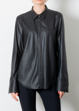 Vegan Leather Shirt - TINA Shirt STYLEM Black P 