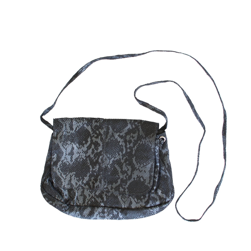 Leather Crossbody Bag - ODELIA Bag Elaine Kim Black Snake  
