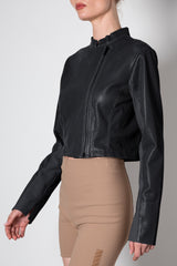 Vegan Perforated Leather Zip Jacket Tech Stretch - VINCENT Coat STYLEM   